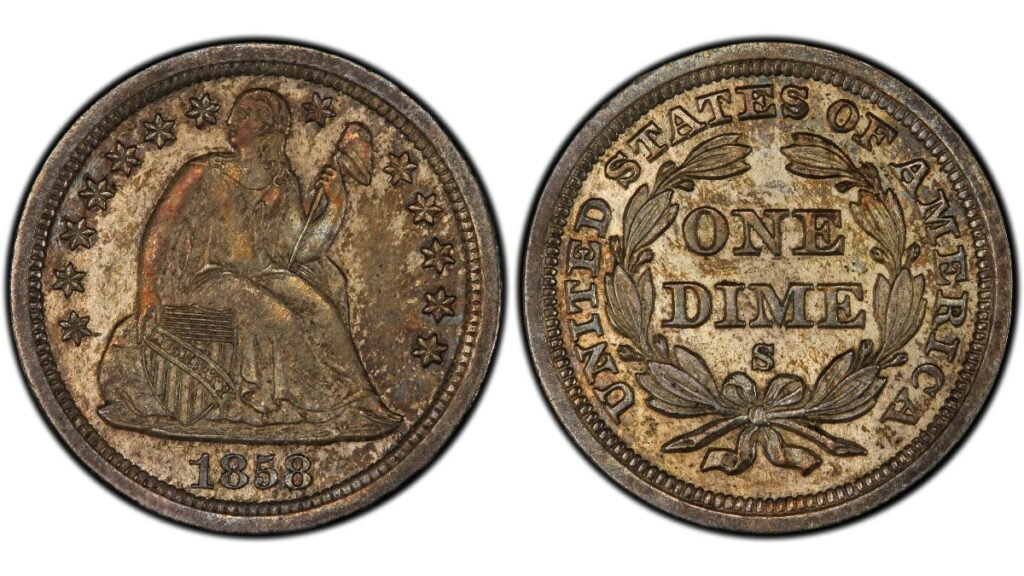 Liberty seated dime 1858-S